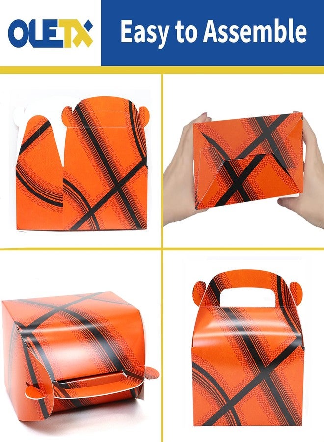 Oletx 24-Pack Basketball Party Favor Treat Boxes Pack, Goodie Boxes, Cardboard Gable Gift Boxes with Handles. Perfect for Basketball Sports Themed Party Decoration Supplies - Image 3